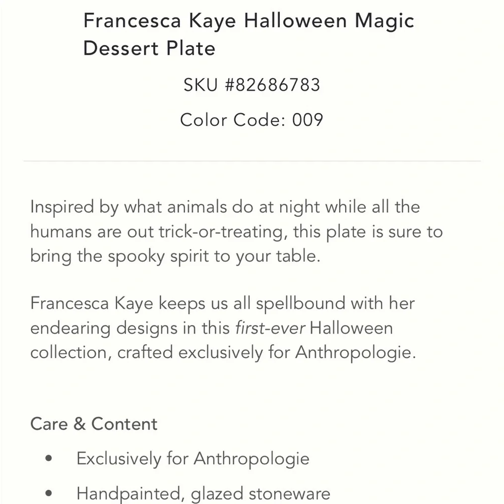 Francesca Kay Halloween Desert Plate